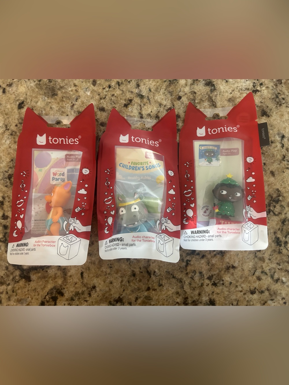 Tonies Bundle of 3 - word party, healthy habits songs, favorite Christmas tales